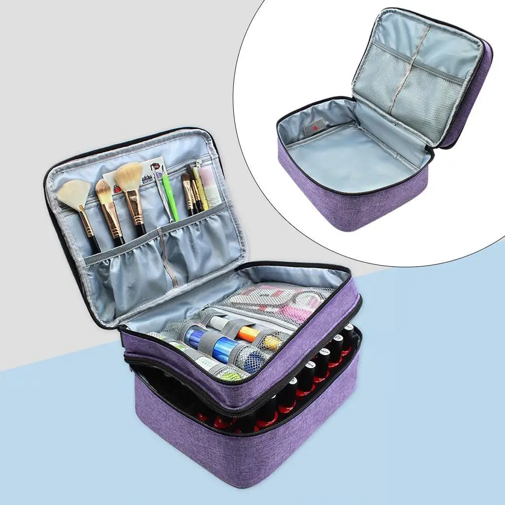 

Adjustable Dividers Double-Layer Cosmetic Organizer for Manicure Set Brushes