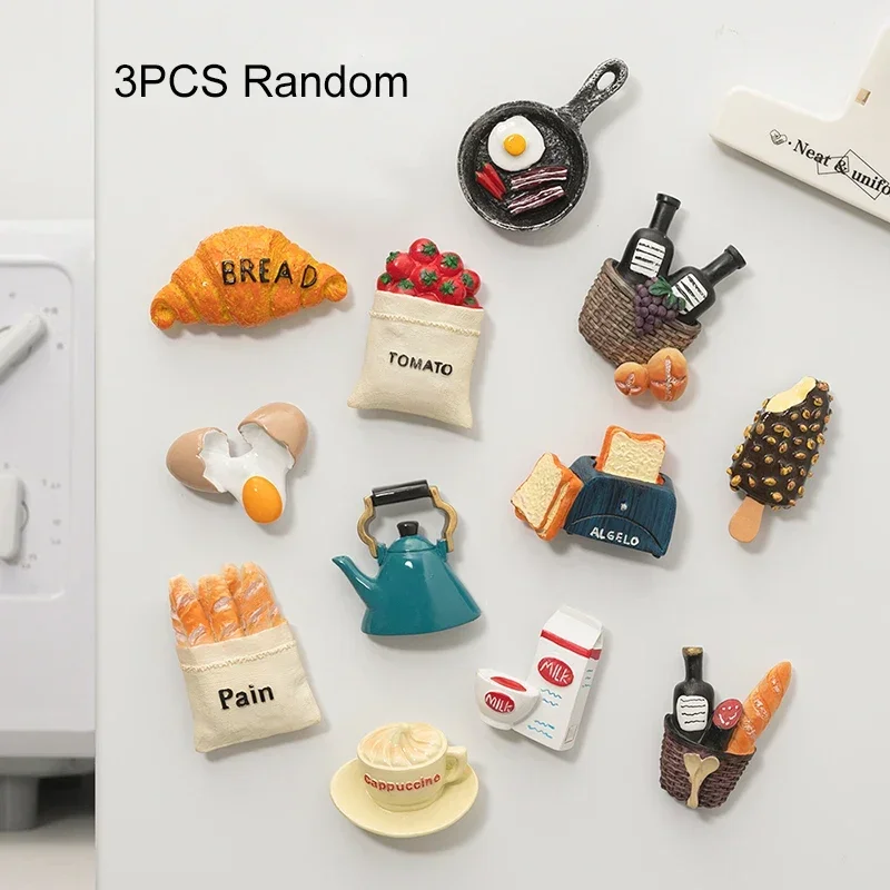 3D искусственная еда, магниты на холодильник, милый хлеб, десерт, кухонная наклейка на холодильник, креативный дом, искусственная доска, держатель наклеек