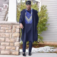 hd 2022 african clothes for men bazin riche 3 pieces set embroidery man long sleeves shirt pant suit wedding party