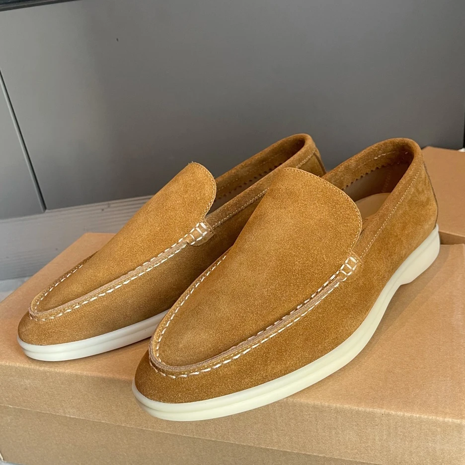 

Мужские повседневные замшевые лоферы, коричневые кожаные туфли, всесезонные удобные прогулочные туфли, разноцветная Роскошная обувь, 2022