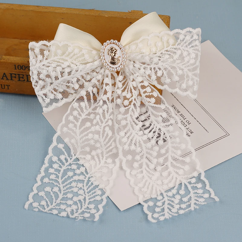 

Super Fairy Beige Apricot Embroidery Lace Handmade Diy Bow Hair Accessories Hairpin Material Clothing Accessories