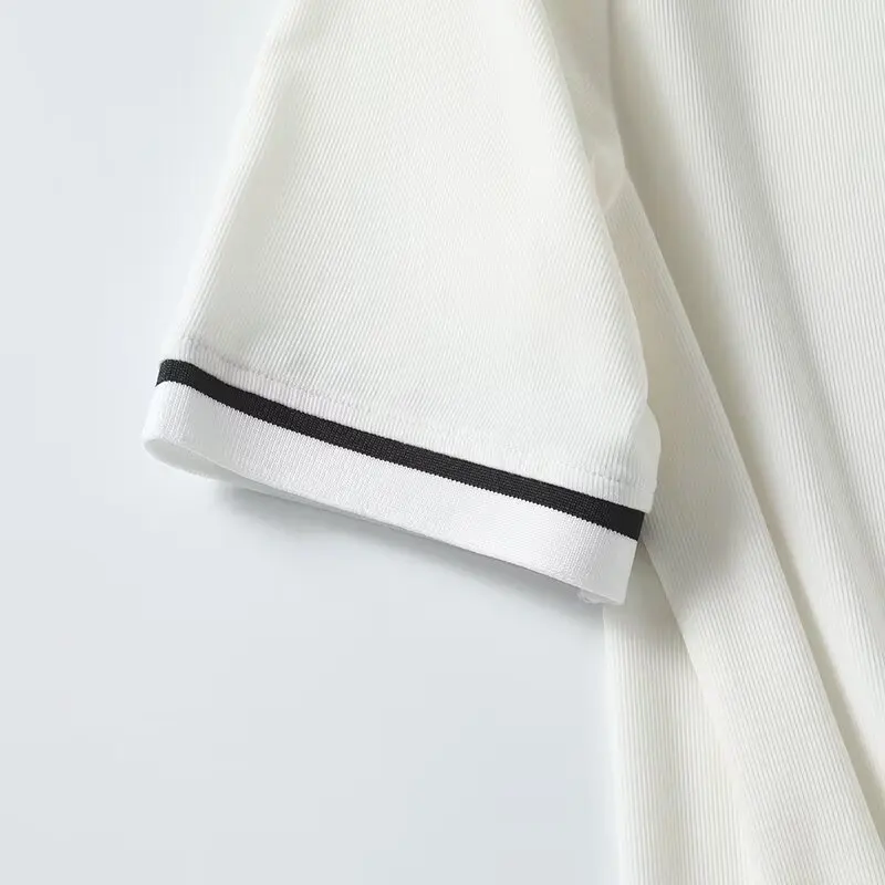 Модная контрастная хлопковая Футболка Maxdutti с круглым вырезом для лета