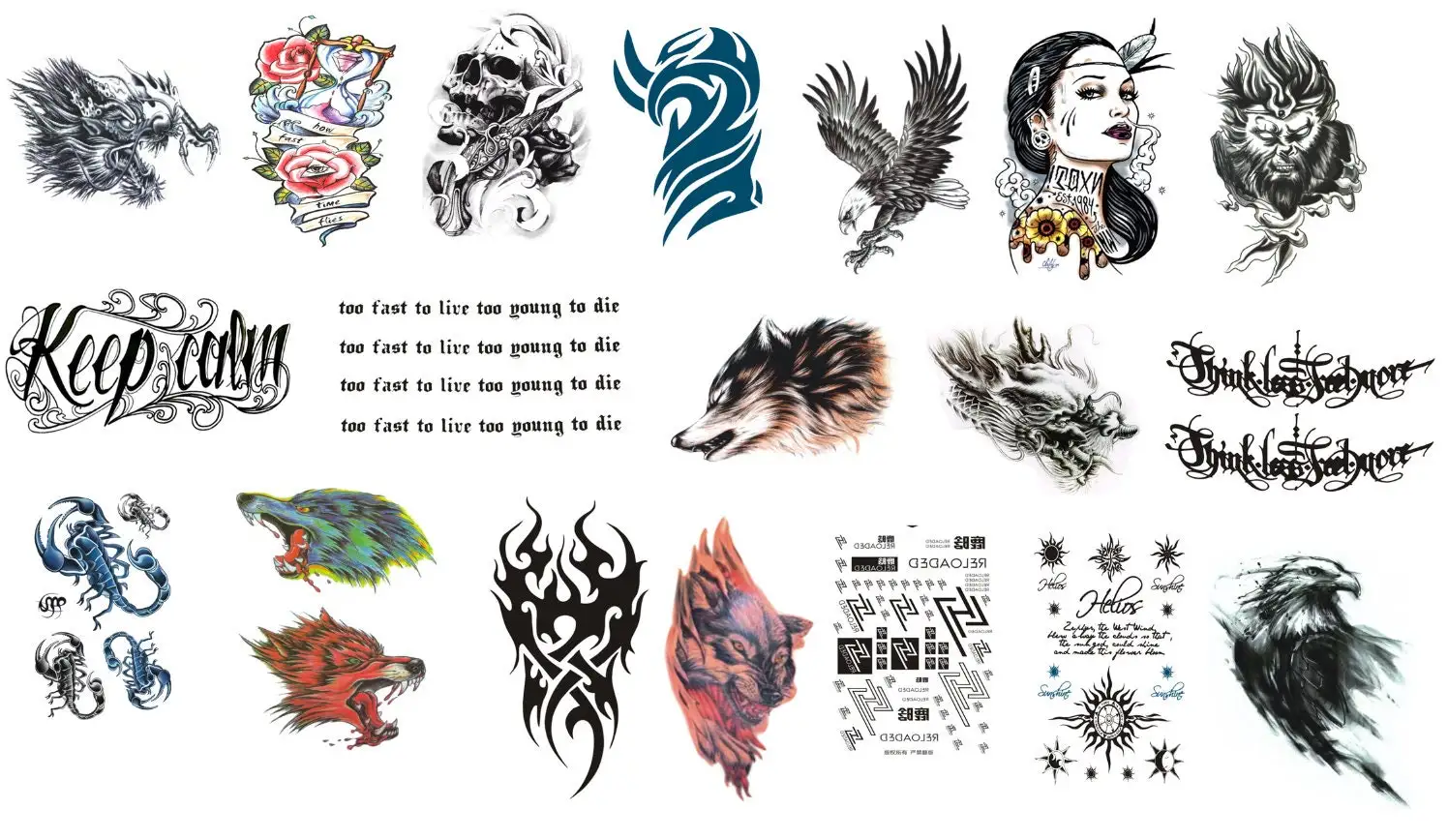 

19 временных наклеек, Одноразовые наклейки, водонепроницаемые татуировки, временные наклейки для татуировок, наклейки для татуировок на заказ