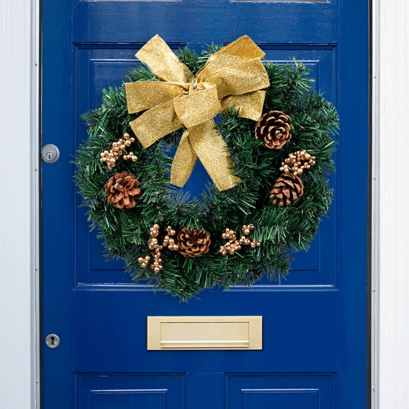 

Handmade Christmas Wreath Simulation Christmas Tree Decoration Pine Needle Flower Ring Day Decoration Door And Window Pendant