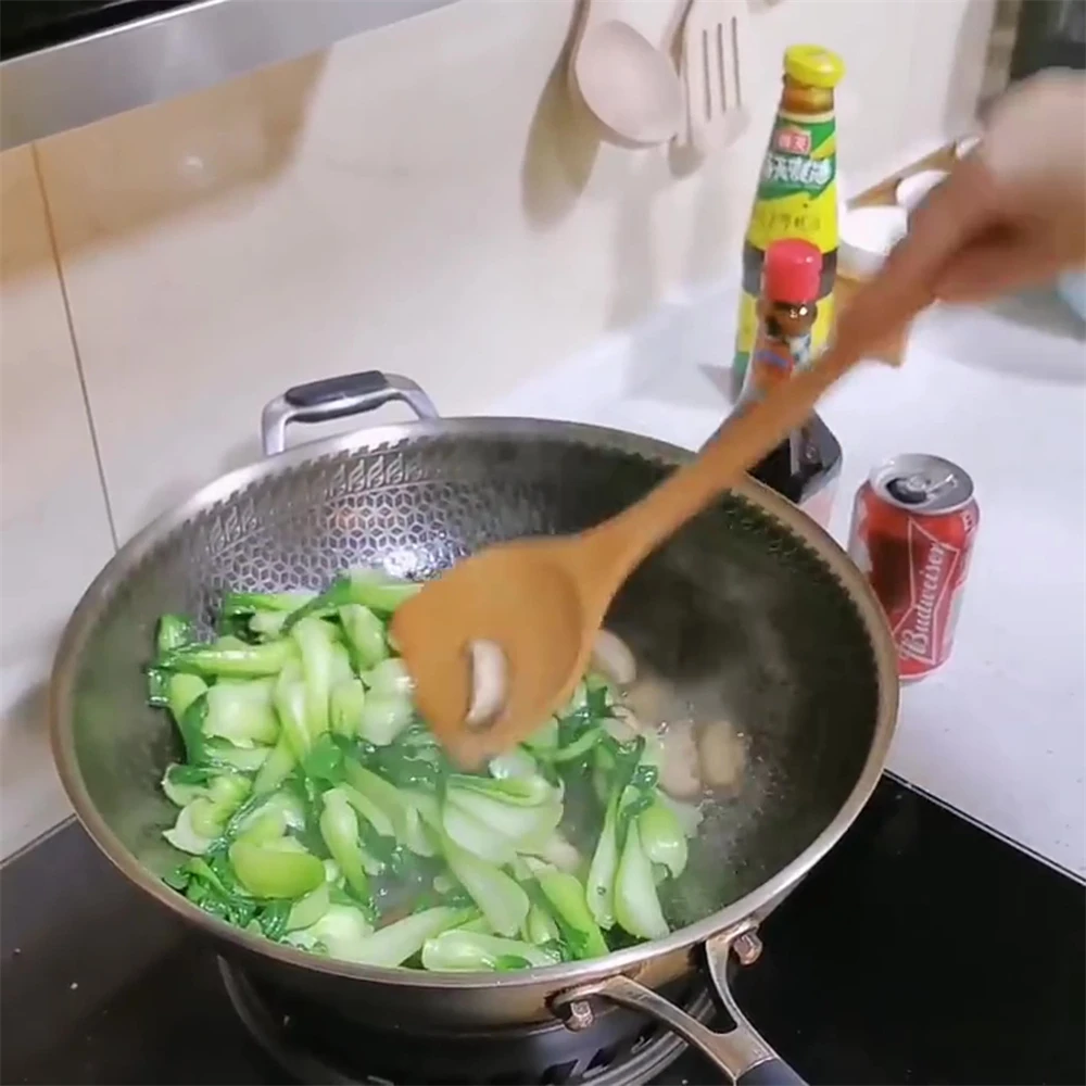 Бытовая деревянная лопатка с антипригарным покрытием неокрашенная термостойкая