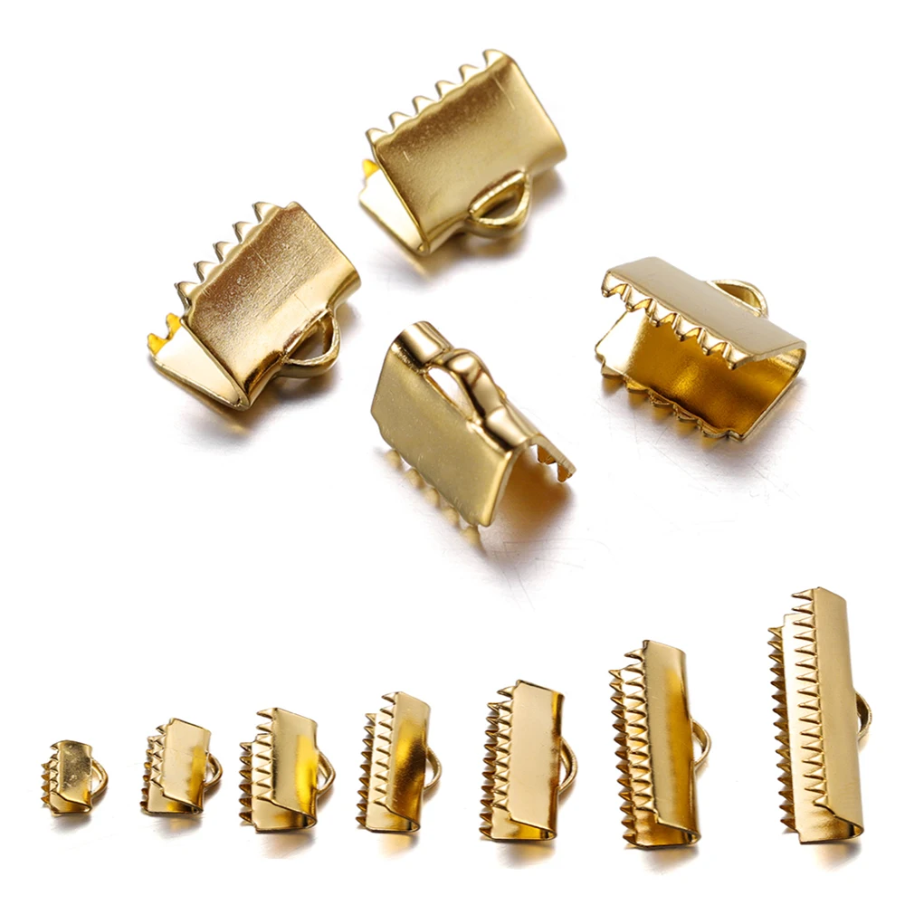 

20/30Pcs Gold Color Stainless Steel Crimp End Bead Buckle Tip Clasp Connectors for DIY Necklace Bracelet Jewelry Making Supplies
