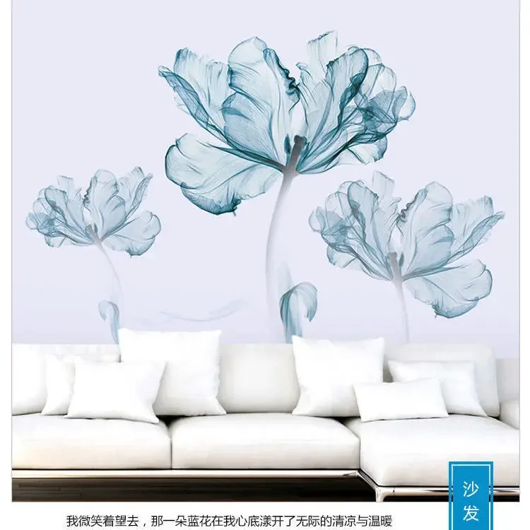 

3D наклейки на стену большие синие цветы