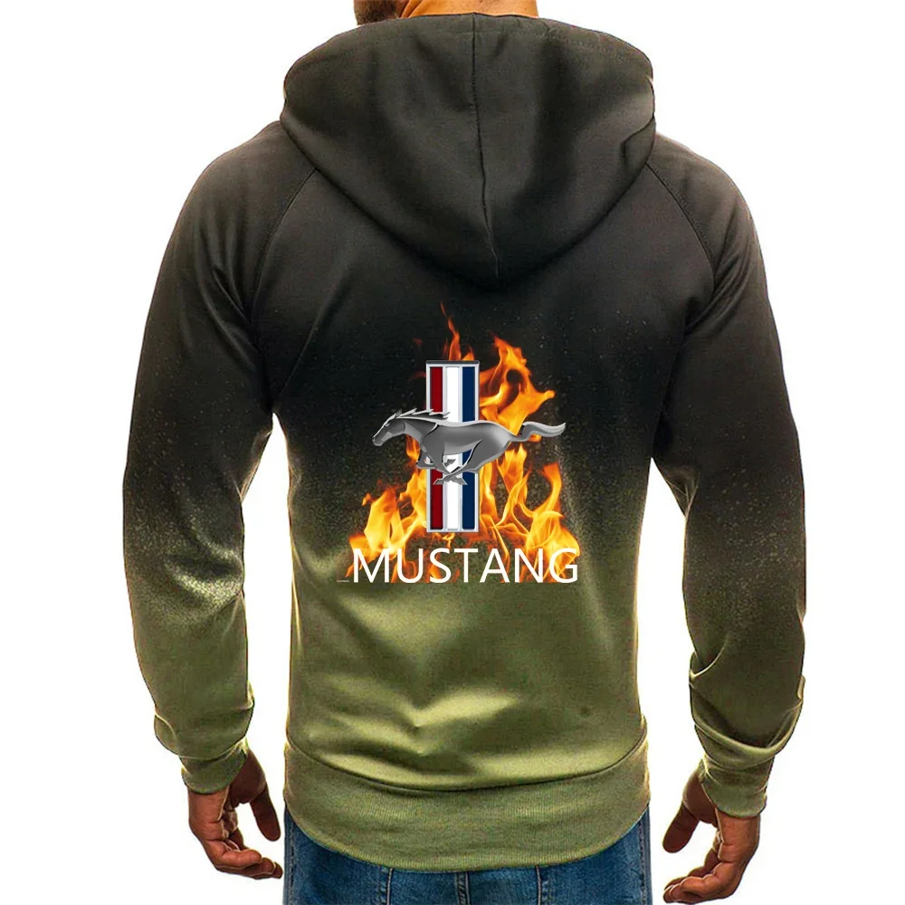 2024 весенне-осенний мужской принт Mustang индивидуальный градиент цвета высокое