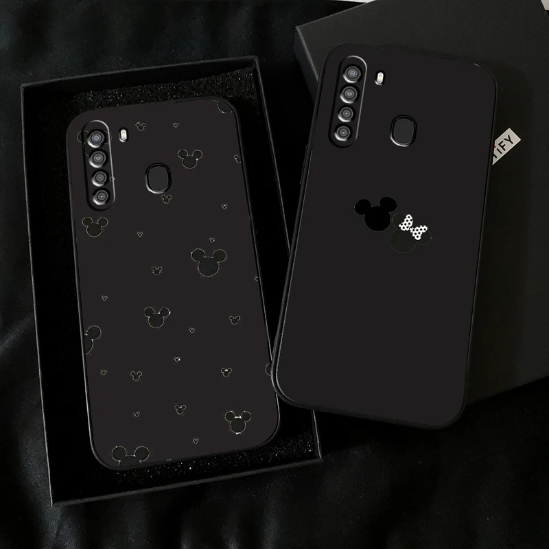 

Disney Mickey Mouse Phone Case For Samsung Galaxy A01 A02 A10 A10S A20 A22 A31 4G 5G Coque Liquid Silicon Black Soft Funda