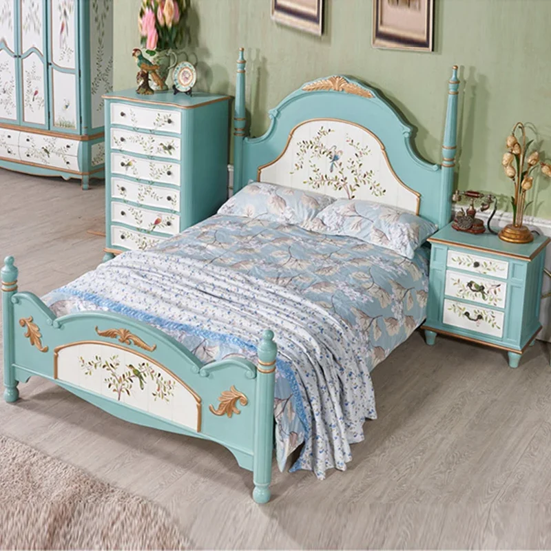 Деревянная большая кровать Современная рама большого размера домашняя