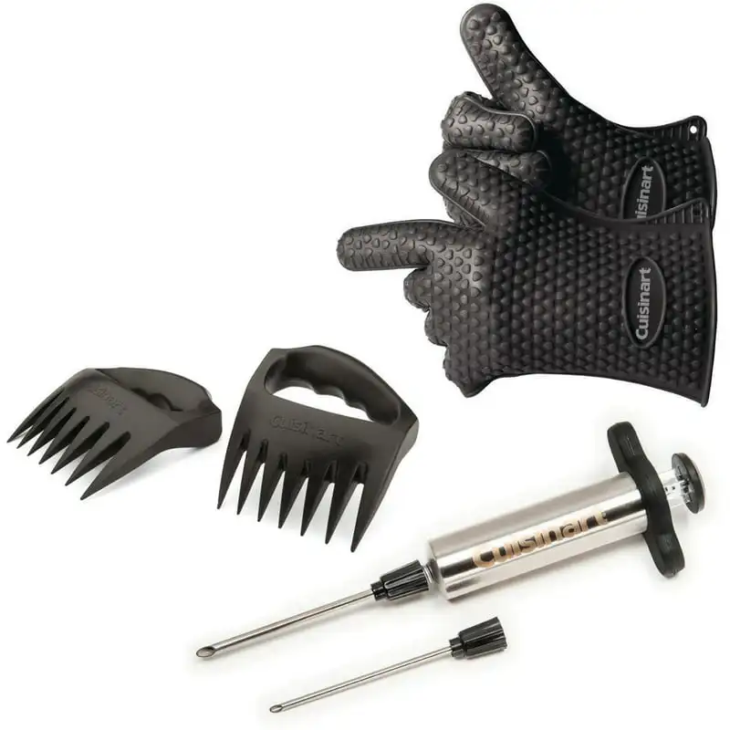 

7-Piece BBQ Pit Kit - Set Includes Meat Shredding Claws, Silicone Gloves, Meat Injector With Replacement Tip