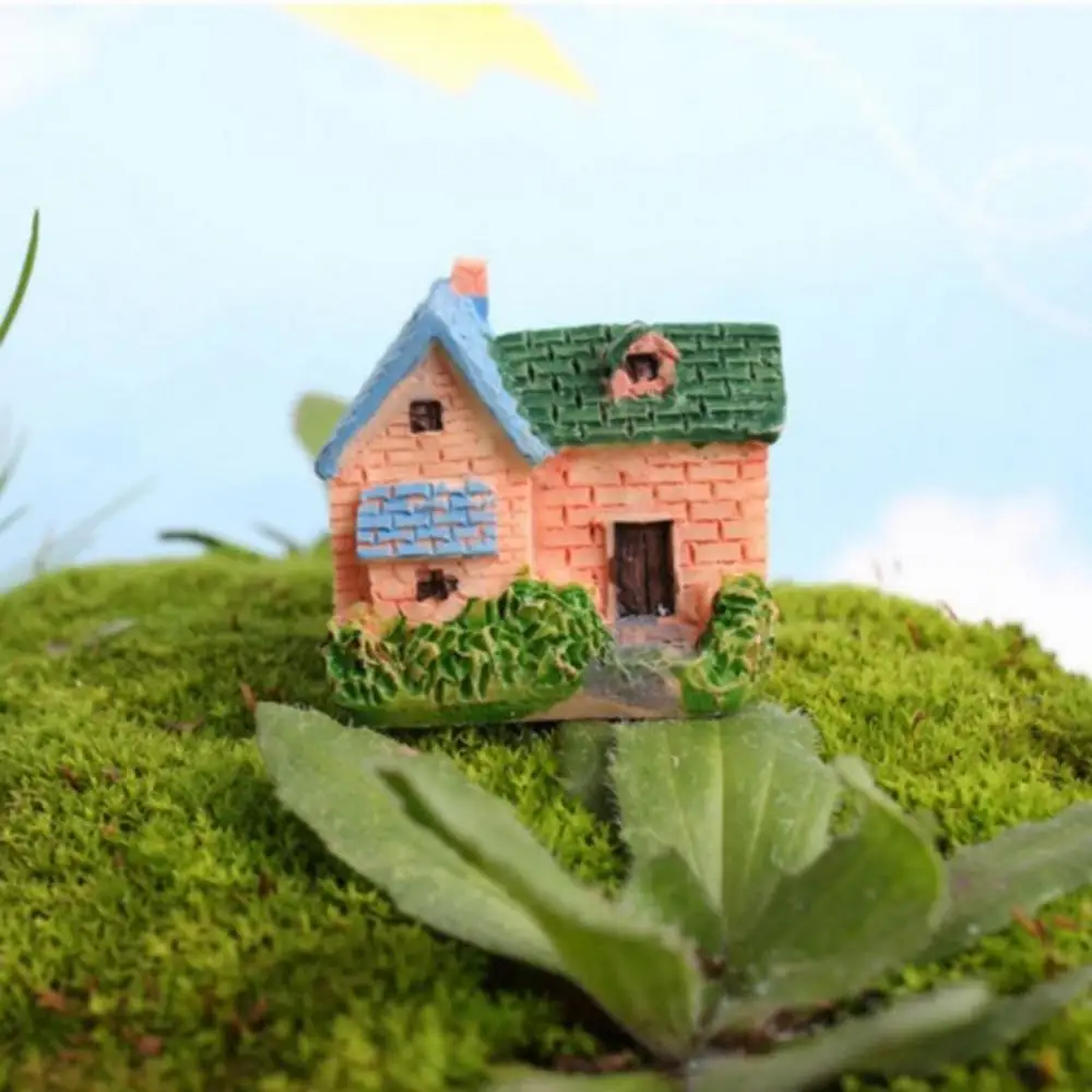 

Mini Fairy Garden Miniature Resin Thatched House Micro Dollhouse Ornament Decor Cottages house