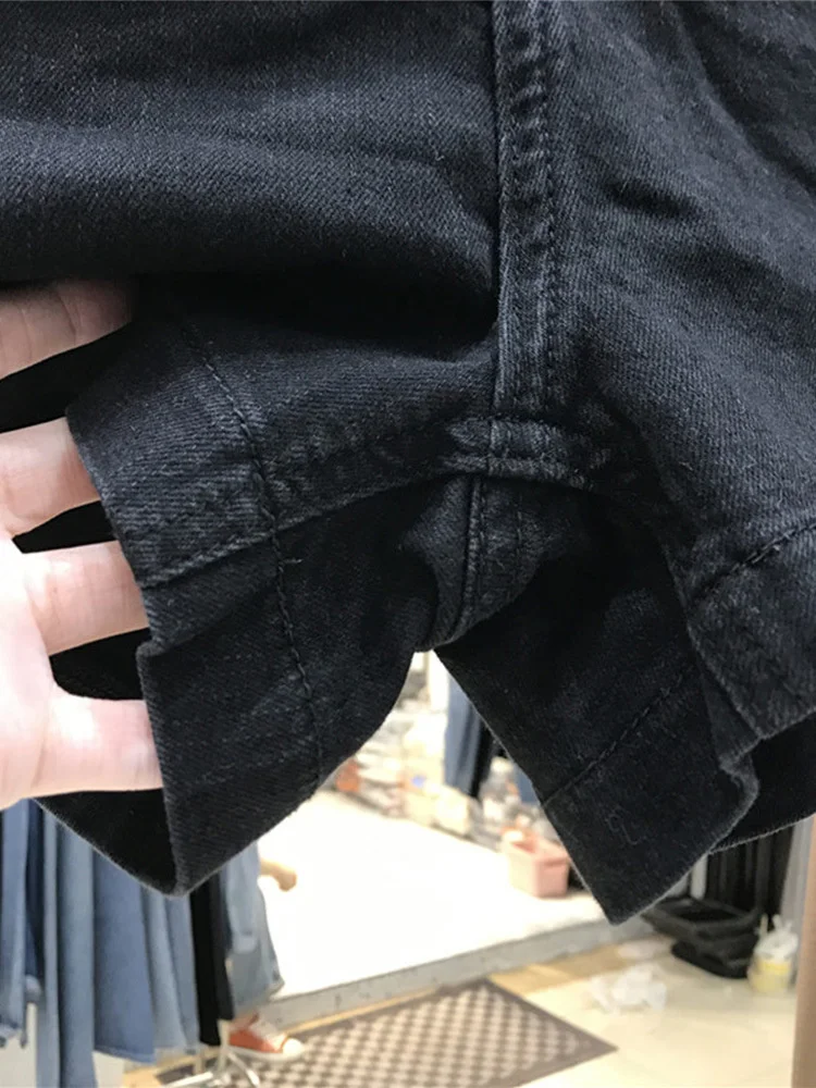 Black Denim Large Fat Sister Thin Loose Women's Summer Shorts mm Slim High Waist Wide Leg A-line Hot Pants