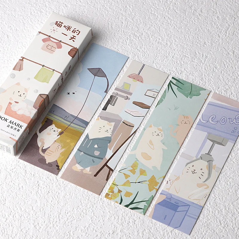 

30 Pcs/Set Lovely Cat Daily Life Paper Bookmark DIY Cartoon Kitten Book Holder Page Markers Gift Stationery