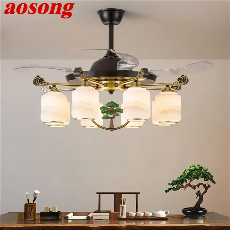 Современный Невидимый вентилятор AOSONG роскошный потолочный для гостиной