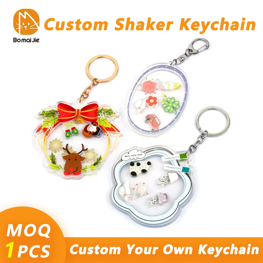 

Custom Shaker Acrylic Keychain Personalized Logo Key Chain Photo Customized Transparent Printing Design Game Keychains