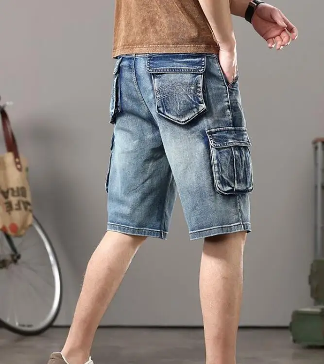 Джинсовые шорты с множеством карманов свободная верхняя одежда в стиле хип-хоп