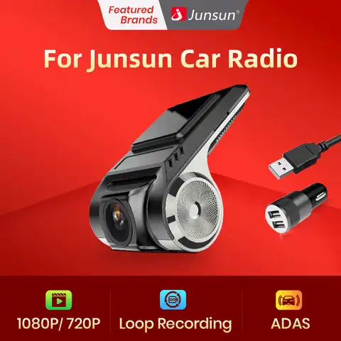 Junsun Dash Cam Front 1080P HD Запись DVR ADAS Скрытая автомобильная камера рекордер с автомобильным радио Android Мультимедийный DVD-видеоплеер