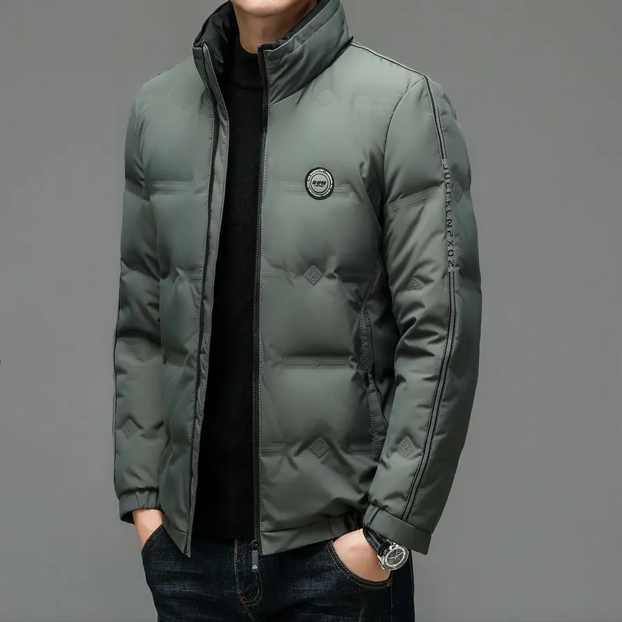 2022 Winter Men Green Black Puffer Parkas Thermal Thick Lightweight Basic Jackets Warm Casual Outerwear