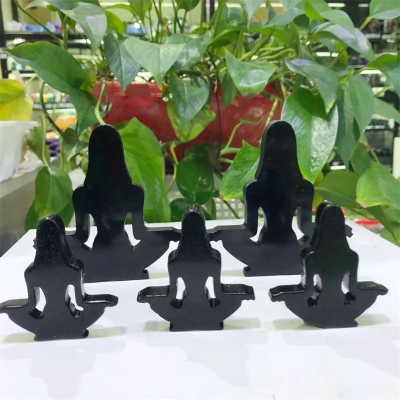 

2.8" Natural Black Obsidian Crystal Yoga Lady Hand Carved Reiki Healing Energy Gemstone Crafts For Halloween Gift 1pcs