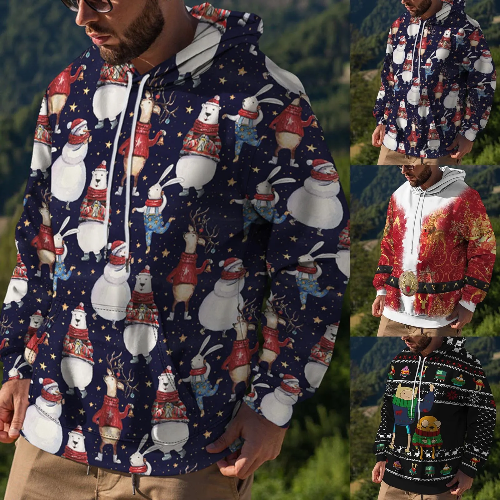 

Warm Bedroom Slipper Thick Fleece Christmas Graphic Printed Hooded Shirt Sweat Men Luxury Hoodie Pro 5 Hoodie