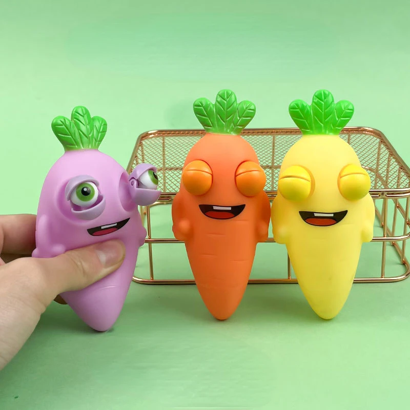 

Funny Carrot Burst Squeeze Toy Four Color Eye Vegetable Pinch Toys Adult Kid Stress Relief Fidget Toy Creative Decompression Toy
