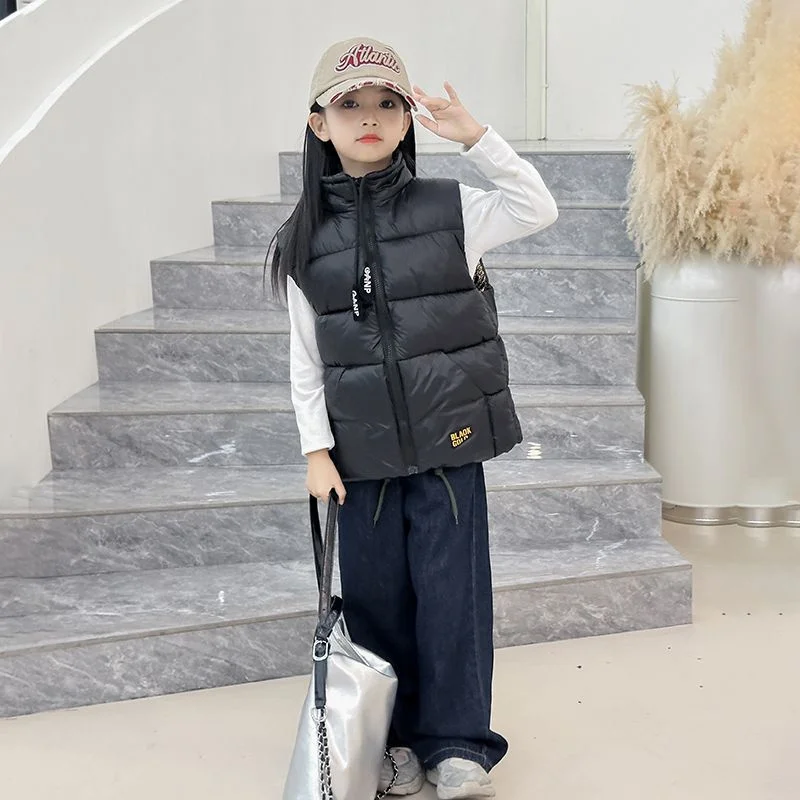 

Детский пуховой жилет для мальчиков и девочек, теплый пуховик с защитой от ветра, утепленная куртка для улицы на осень и зиму, детская верхняя одежда, 2023