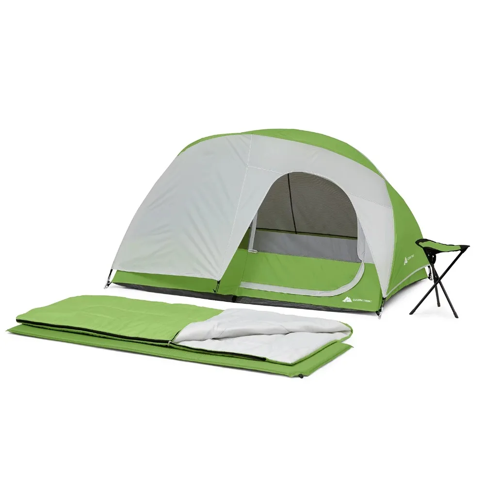 

Backpacking Camp Combo Water-Resistant with Tent Sleeping Bag Pad Stool 4 Pieces