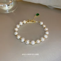 minar sweet irregular freshwater pearl beads bracelets for women gold color toggle clasp arrow heart rhinestone charm bracelet