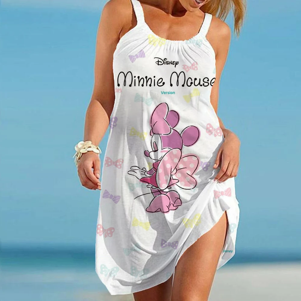 

Женское летнее пляжное платье с принтом «Минни»