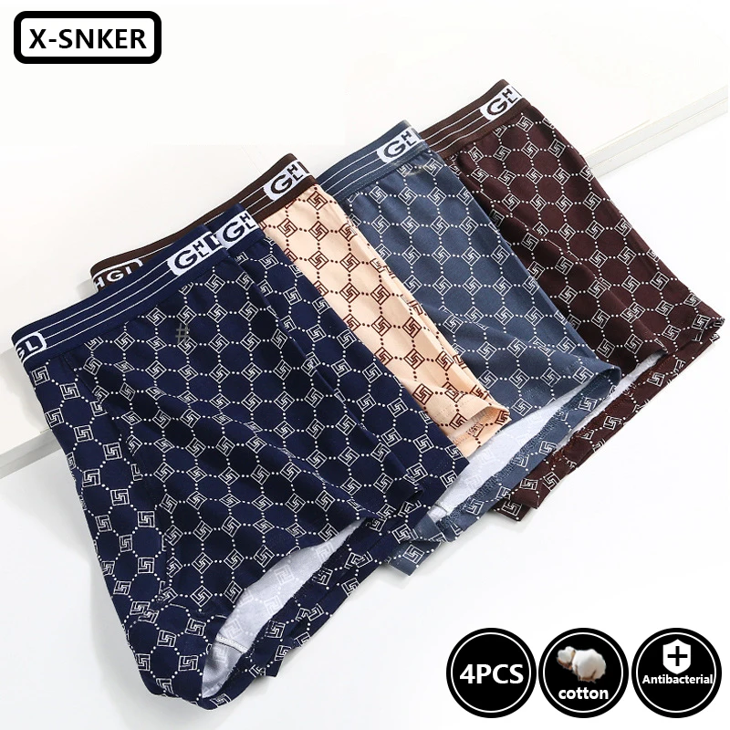 4Pcs/Lot Mens Cotton Underwear Boxers Fashion Printed Panties Men's Underpants Boxer Brand 365 Boxershort Shorts Wholesale