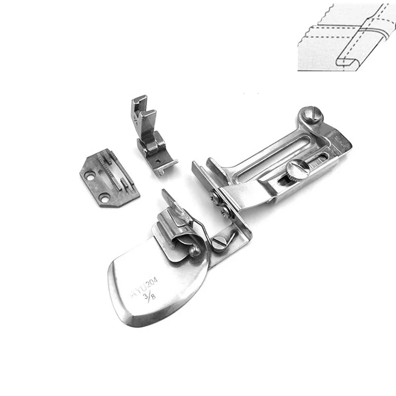 

1PCS Industrial Sewing Machine Clean Finish Shirt Tail Hemmer Set Hemming Attachment Spring Type Swing Hemmer For Thick Material