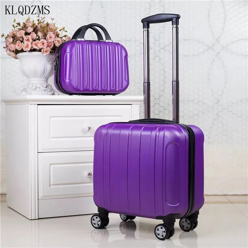 KLQDZMS Fashion Small Luggage Set Simple Solid Color INS Trolley Case 18 Inch Mute Universal Wheel Boarding Suitcase Female