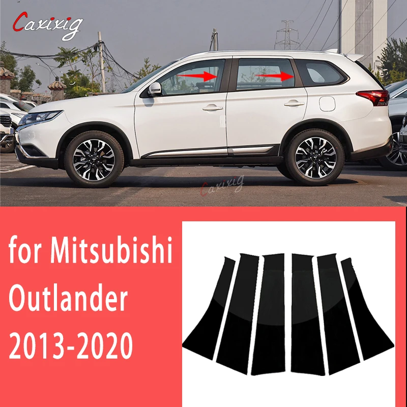 

New Arrival Hot 6PCS Polished Pillar Posts Fit Window Trim Cover BC Column Sticker For Mitsubishi Outlander 2013-2020