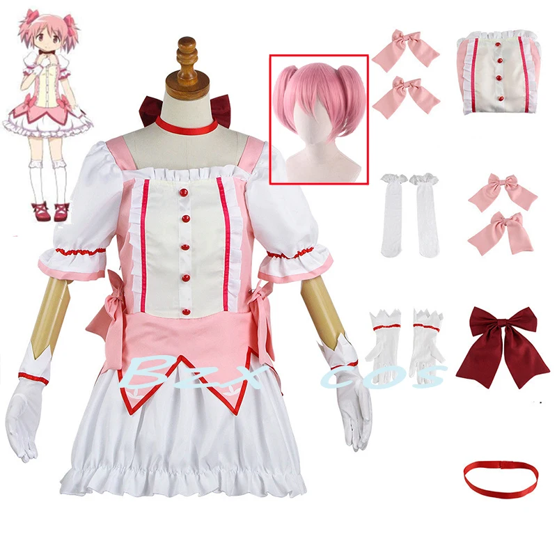 

Аниме Косплей Kaname Madoka косплей платья парик Puella Magi Madoka Magica костюмы женские головные уборы и перчатки Бесплатные носки