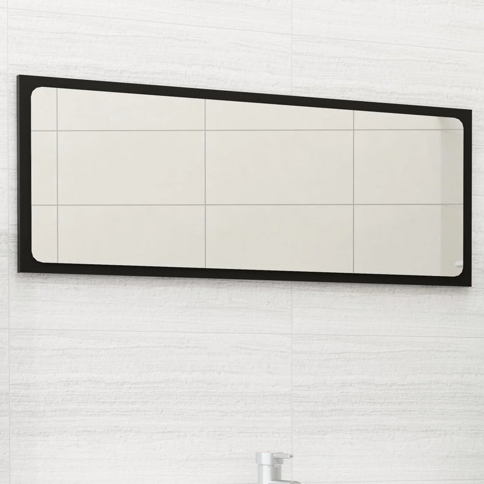 

Bathroom Mirror Black 35.4"x0.6"x14.6" Chipboard