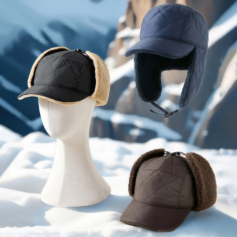 Зимняя плюшевая шапка с ушками для мужчин и женщин ветрозащитные теплые уличные