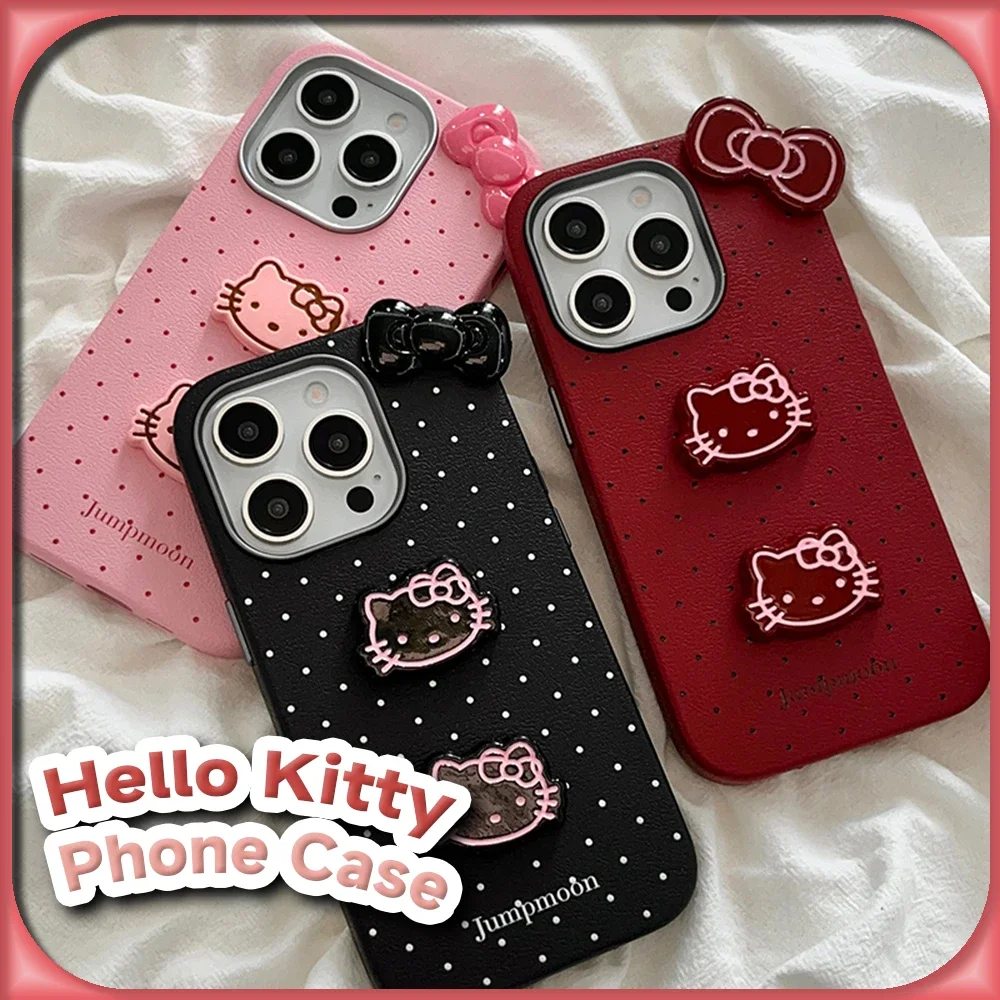 Простой стильный чехол Kawaii Hello Kitty с защитой от царапин для iPhone 16 15 14 13 12 Pro Max Sanrio