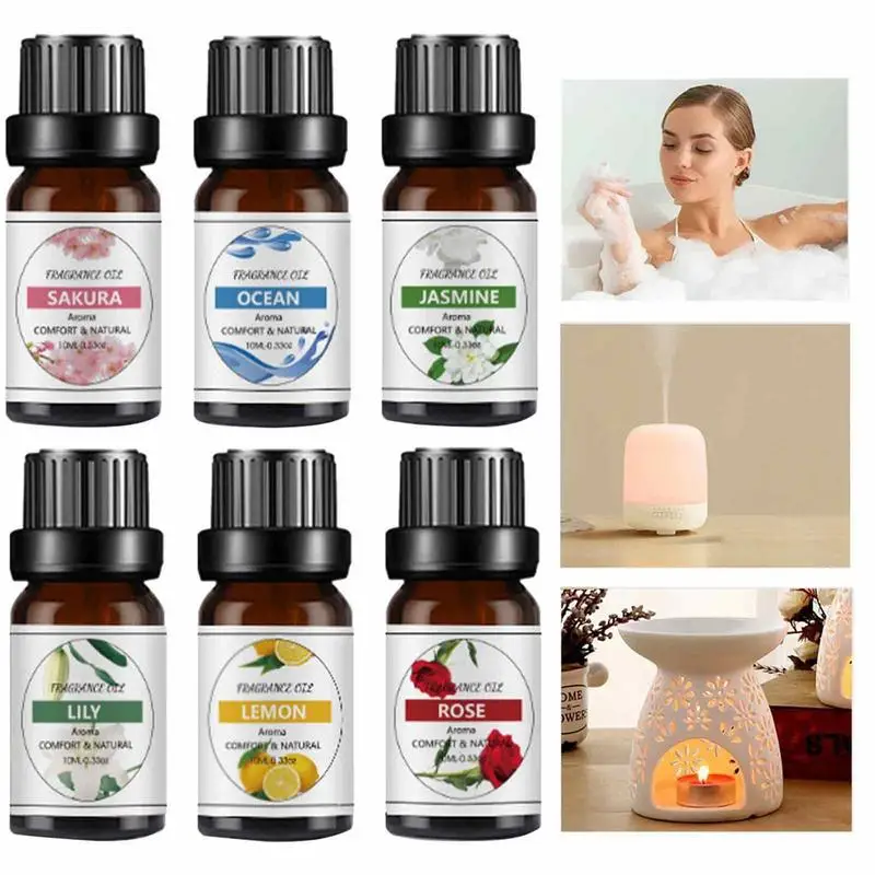 

Diffuser Essential Oil Set 6pcs Fragrance Oils Birthday Gift Home Supplies 10ml Scented Oil Set For Bedrooms Living Rooms Cars