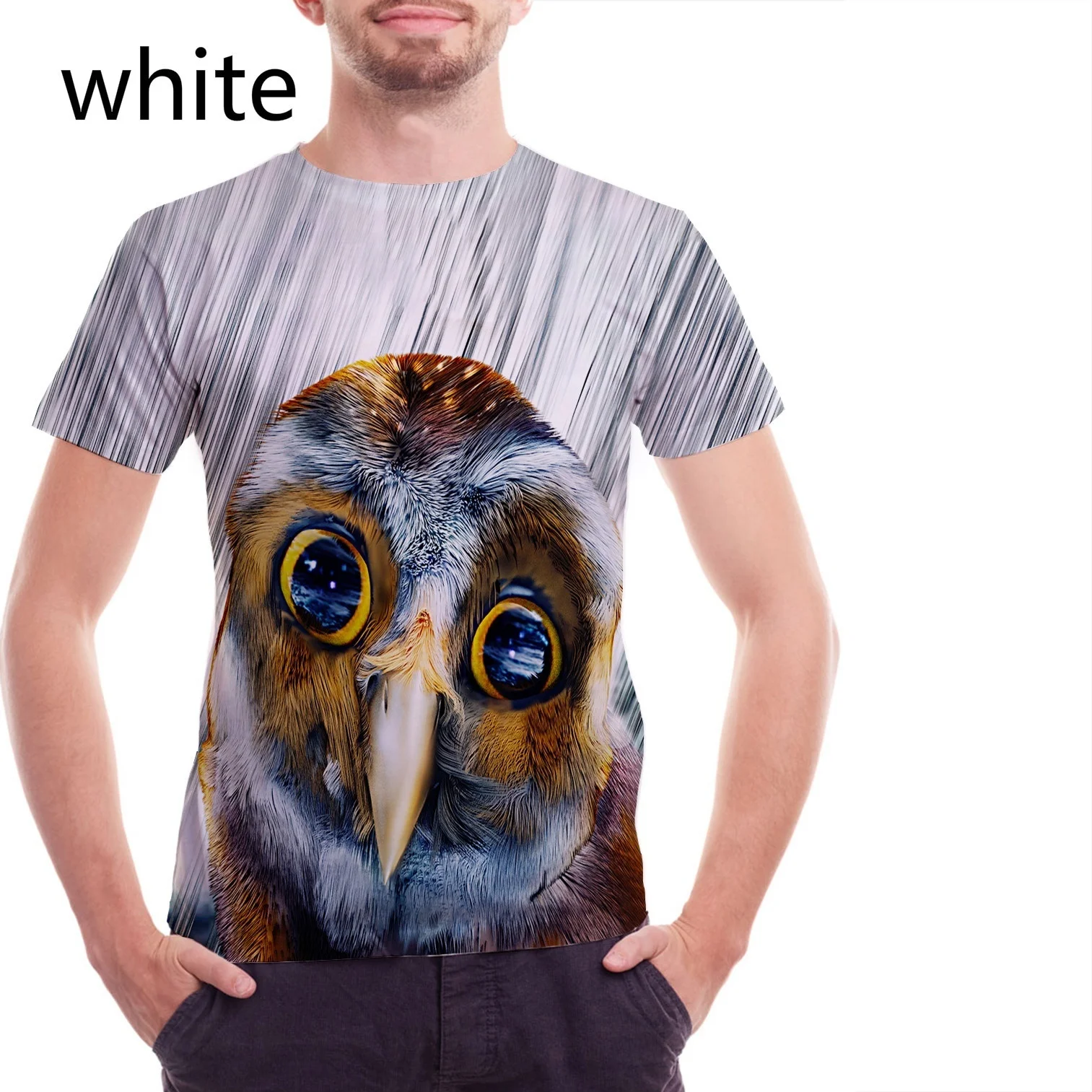 Мужская футболка с 3D-принтом совы Повседневная унисекс коротким рукавом лето 2022 |