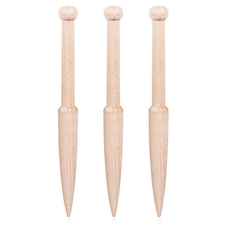 

3Pcs DIY Weaving Tool Wood Woven Sweater Scarf Tapestry Bobbin Stick Single Head Solid Crochet Hook DIY Loom Tools