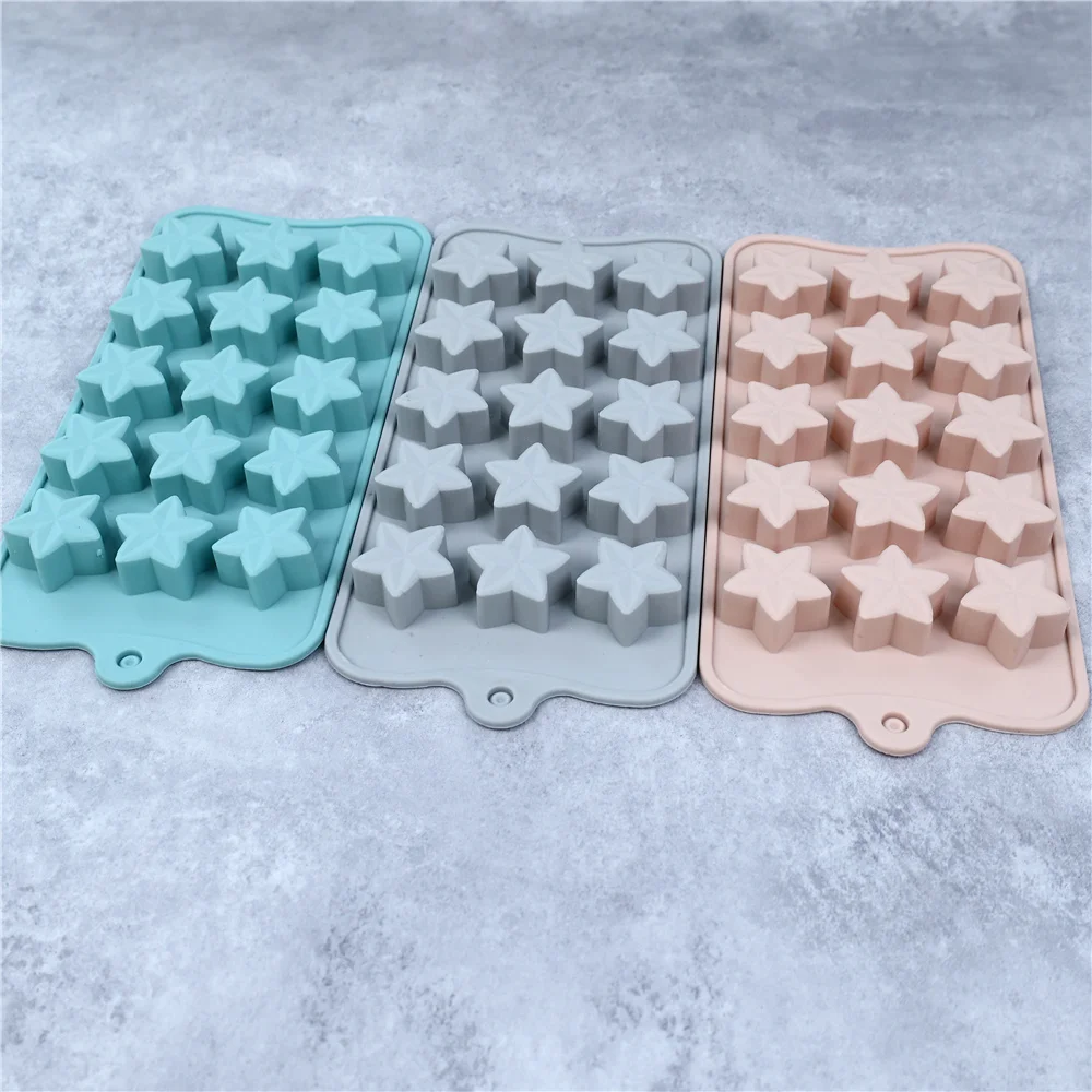 

15 шт., силиконовая форма для шоколада с пятиконечной звездой, креативная форма для желе, рождественских конфет, сделай сам, форма для льда, форма для выпечки