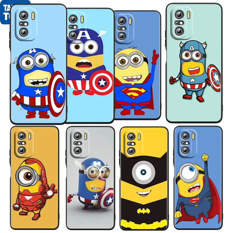 

Boy Anime Minions Kevin For Xiaomi Redmi K50 K40 Gaming K30 K20 Pro 5G 10X 9T 9A 9C TPU Soft Black Phone Case Funda Coque Cover