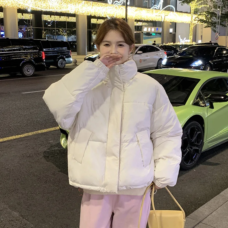 Winter Korean Down Jacket Women Loose BF Style Stand Collar Parkas Thickened Puff Jacket Ropa De Invierno Mujer Gm*
