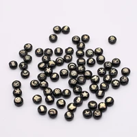 10 pcs natural shell beads oblate black shell with pattern bead charms for jewelry making women gift necklace bracelet