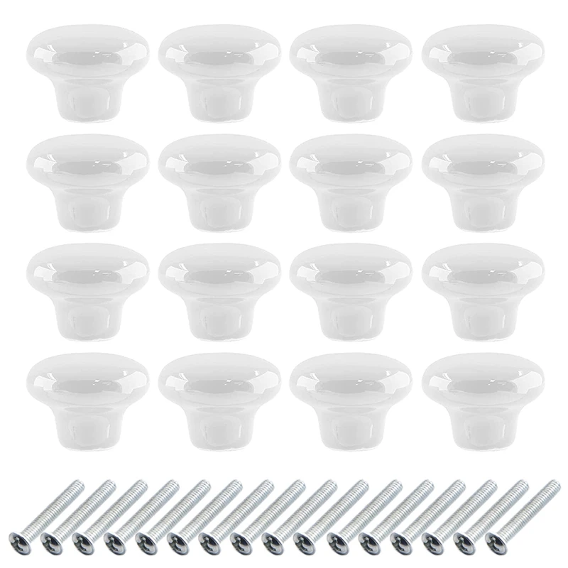 

16 Packs Ceramic Cabinet Knobs, Vintage Ceramic Door Knobs Pull With Screws For Home Kitchen Office Bathroom And Dresser