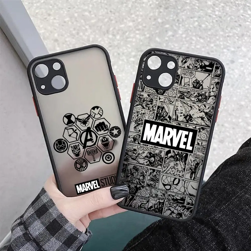 Фото Матовый полупрозрачный чехол Marvel Comics The Avengers для iPhone 17E 17 16 16E 15 14 13 12 11 Pro Max 17 Air 7 8 Plus XS Armor Cover №3