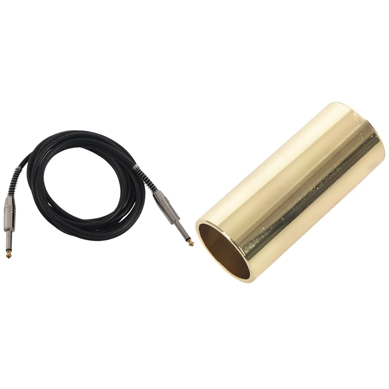 

1 Pcs Metal Electric Guitar Slide Bar Finger Cover & 1 Pcs Guitar Cable Bass Electric Jack Cord Plug Low Noise