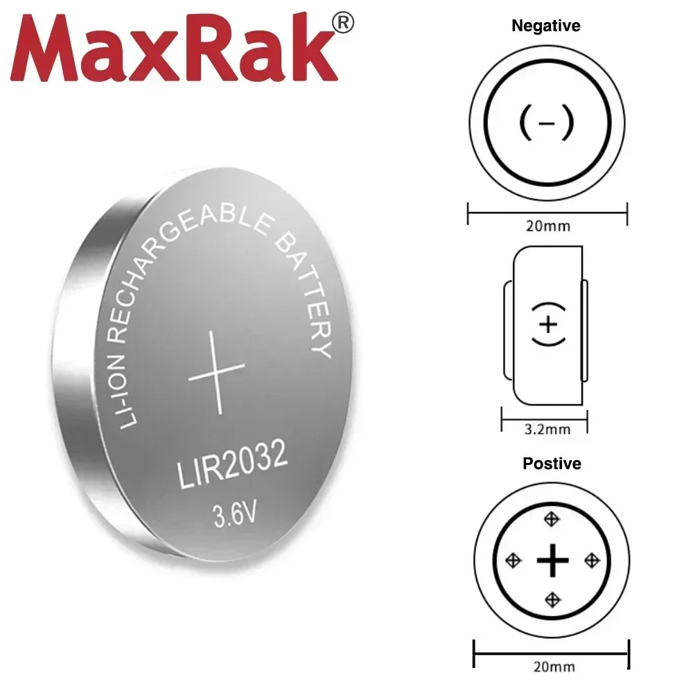 2 шт. LIR2032 перезаряжаемая батарея LIR 2032 3 6 В 45 мАч для пульта дистанционного
