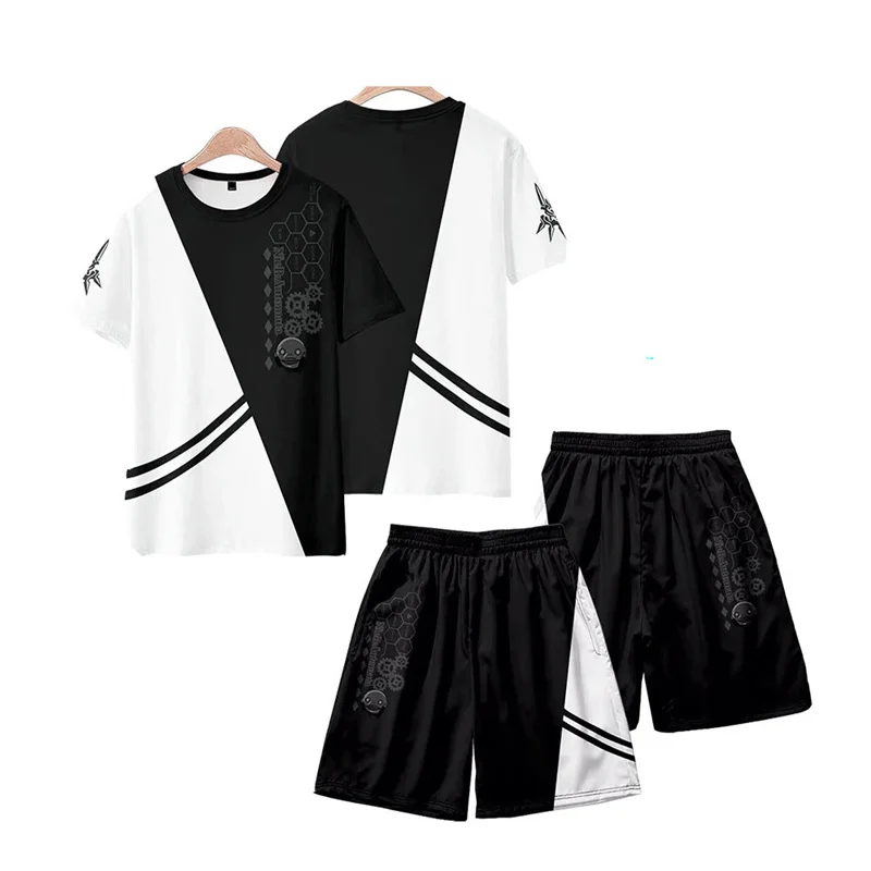 

Футболка и шорты для косплея из аниме NieR Automata, комплект из футболки YoRHa No. 2 типа B YoRHa No.9 типа S 2A 9S 2B в стиле хип-хоп, Мужская футболка